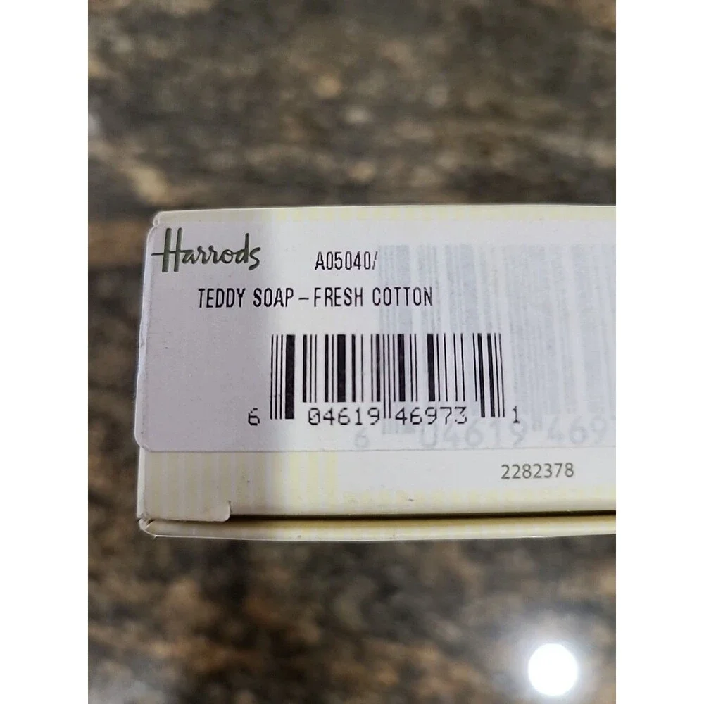 Harrods Fine Soaps Luxury Honey BEAR Soap 4.2 oz Triple Milled Fresh Cotton